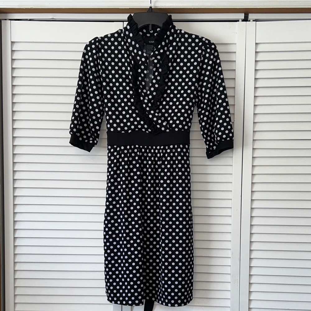 Chic Black‎ and White Polka Dot Midi Dress Hypnotik Size M